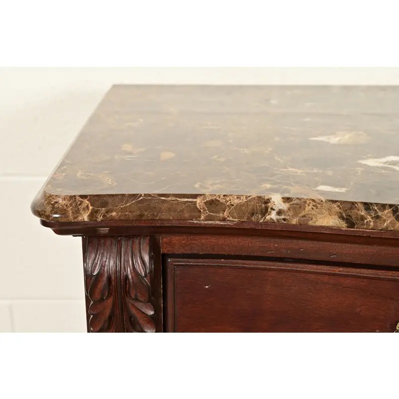 Thomasville French Louis Philippe Carved Mahogany Marble Top Triple Dresser or Credenza - Image 10