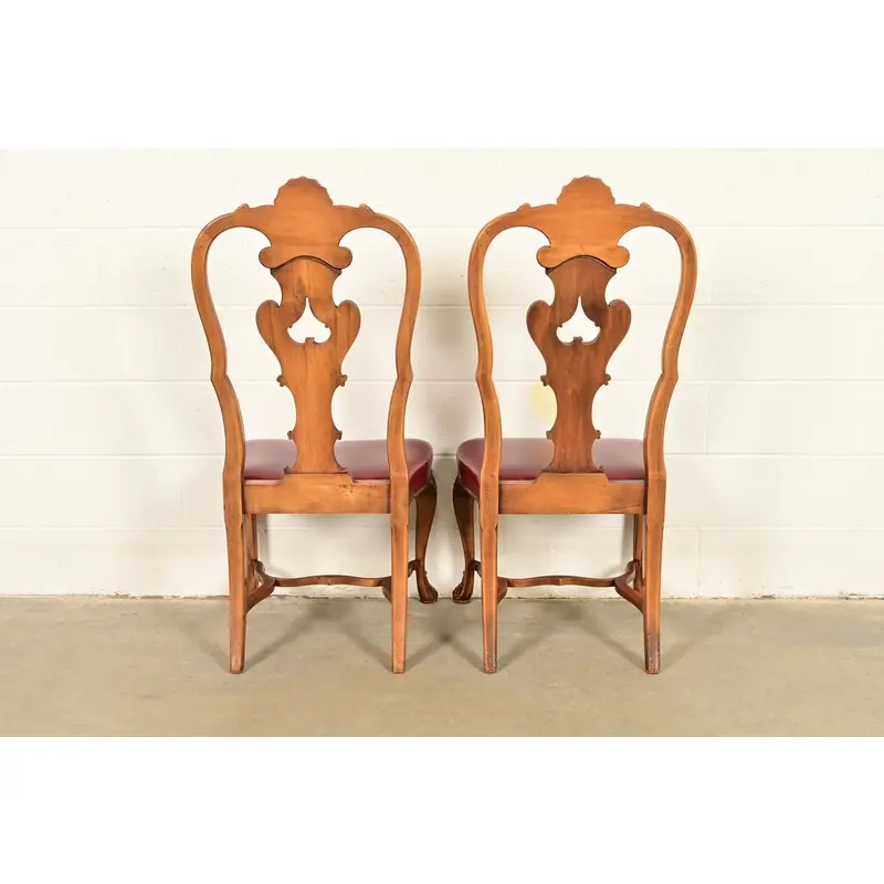 Berkey & Gay Antique Georgian Burled Walnut Side Chairs or Dining Chairs, Pair - Image 11