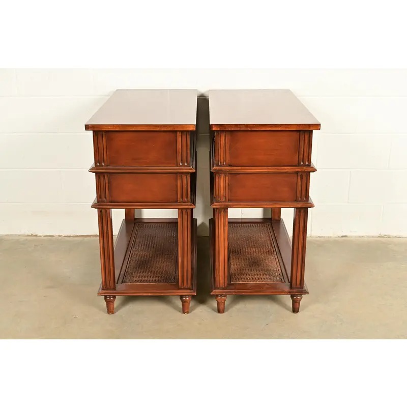 Drexel Heritage French Regency Louis XVI Carved Mahogany and Cane Console Tables or Servers, Pair - Image 11