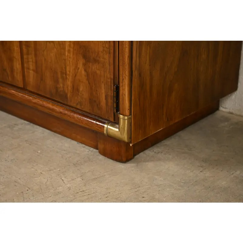 Drexel Heritage Mid-Century Modern Hollywood Regency Campaign Walnut Nightstand, 1970s - Image 11