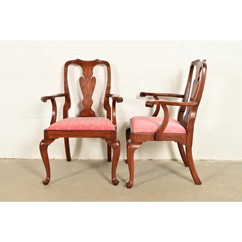 Henkel Harris Queen Anne Solid Cherry Wood Dining Chairs, Set of Six - Image 11