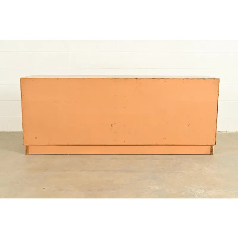 Henredon Style Mid-Century Hollywood Regency Faux Bamboo Mirrored Front Sideboard Credenza, Circa 1970s - Image 11