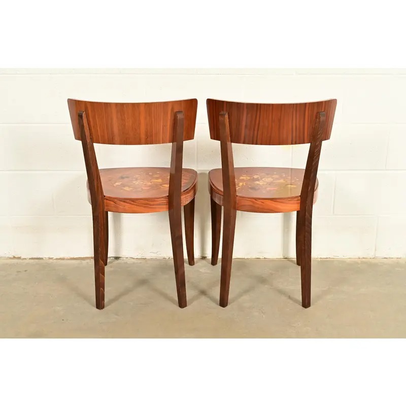 Italian Louis XVI Kingwood Inlaid Marquetry Side Chairs or Dining Chairs, Pair - Image 11