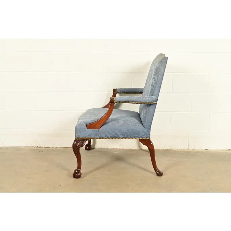 Kittinger Chippendale Carved Mahogany Open Arm Library Chair - Image 11