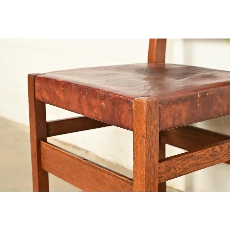 L. & J. G. Stickley Antique Mission Oak Arts & Crafts Ladder Back Side Chairs or Dining Chairs | Pair - Image 11