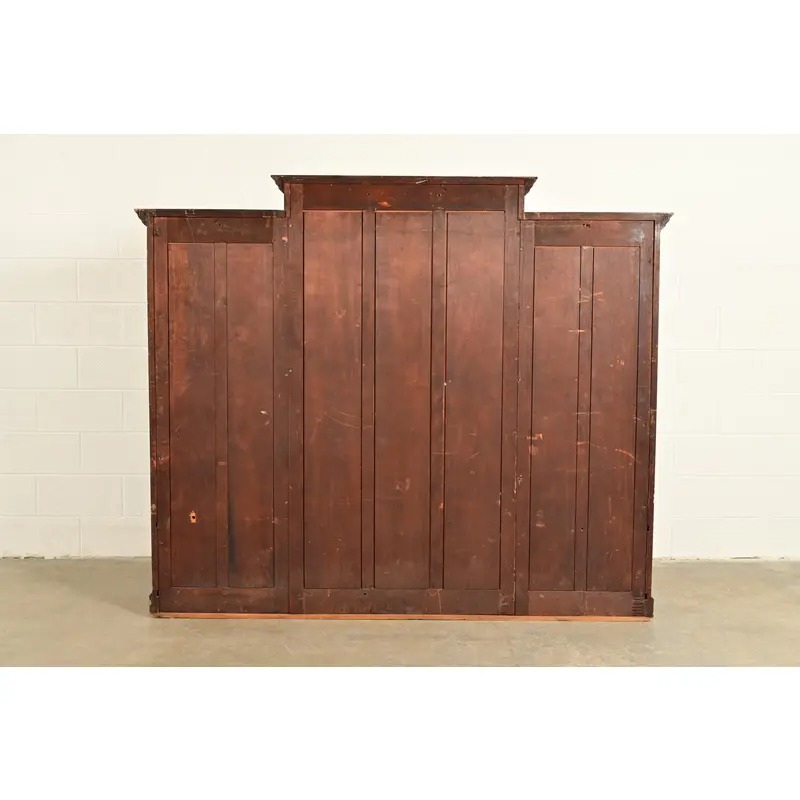 R. J. Horner Style Antique Victorian Carved Walnut Triple Bookcase Cabinet, Circa 1880s - Image 11