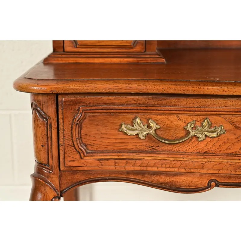 Thomasville French Provincial Carved Walnut Secretary Desk With Bookcase Hutch - Image 11