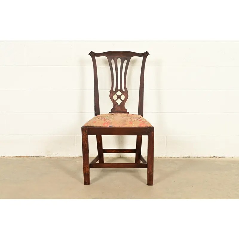 18th Century Antique Thomas Chippendale Period Carved Mahogany Side Chair or Dining Chair