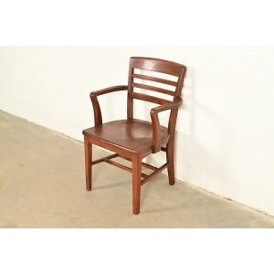 Antique Arts & Crafts Carved Walnut Banker's Chair, Circa 1920s