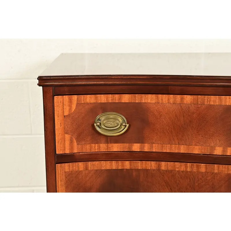 Antique Georgian Banded Flame Mahogany Chest of Drawers by Luce Furniture, Circa 1920s - Image 12