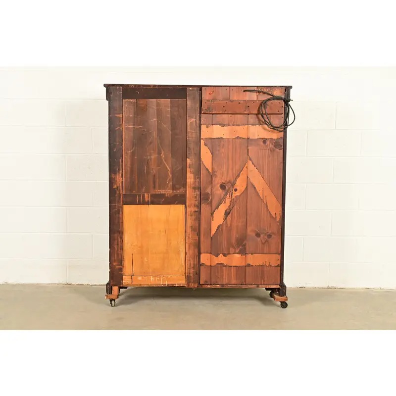 Antique Victorian Carved Oak Smoker's Display Cabinet With Drop Front Desk, Circa 1900 - Image 12