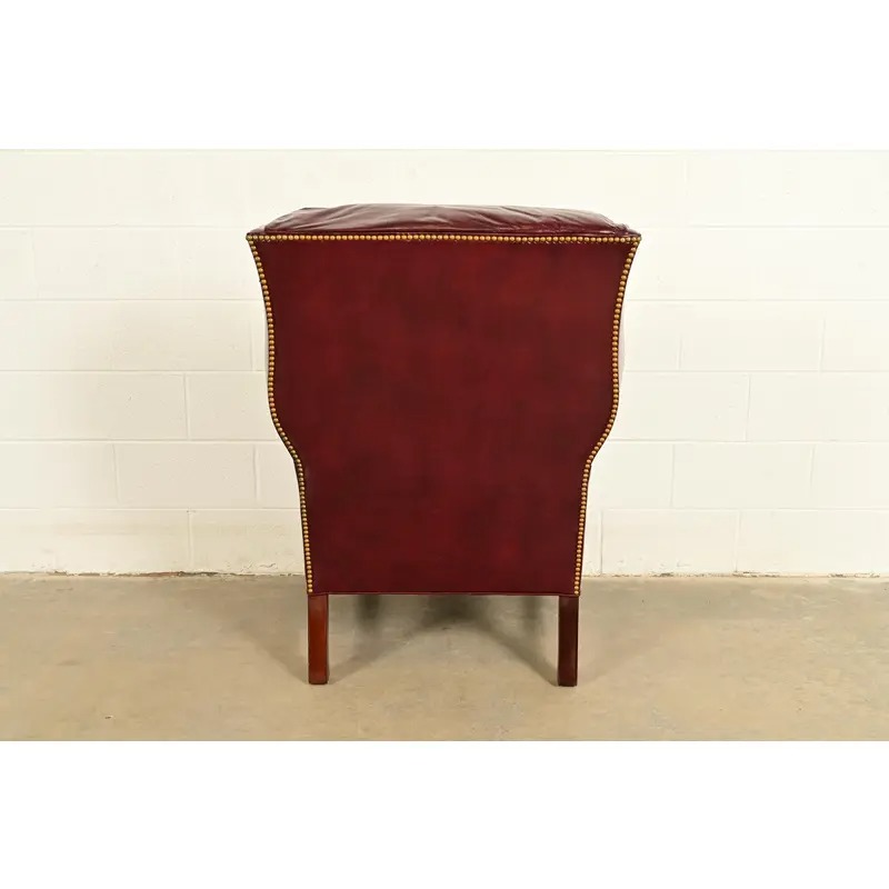 Hancock & Moore Chippendale Wingback Leather Lounge Chair - Image 12