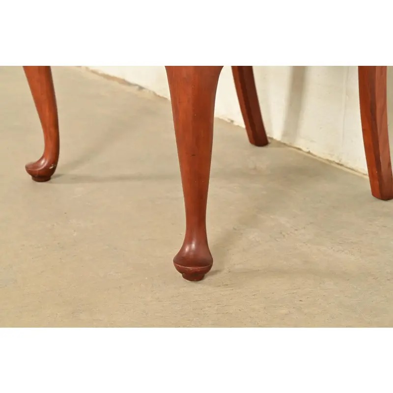 Henkel Harris Queen Anne Solid Cherry Wood Armchairs | Pair - Image 12