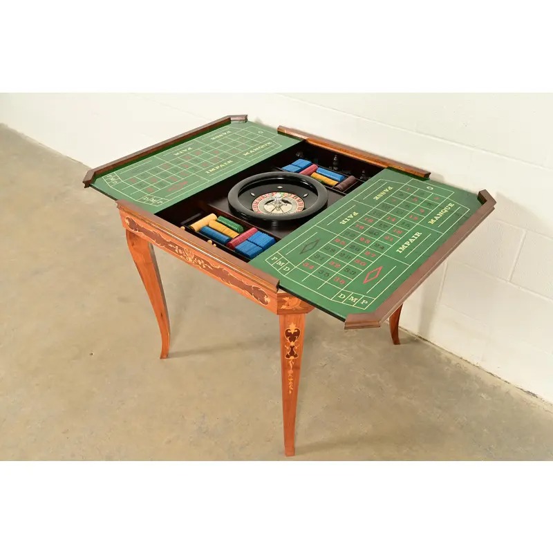 Italian Louis XVI Kingwood Inlaid Marquetry Flip Top Game Table - Image 12