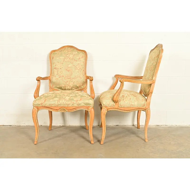 John Stuart French Provincial Louis XV Carved Oak and Cane Back Dining Chairs, Set of Six - Image 12