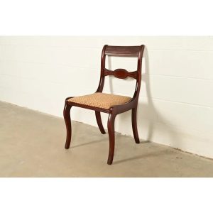 Kindel Furniture Style Regency Carved Mahogany Side Chair or Dining Chair, Circa 1940s