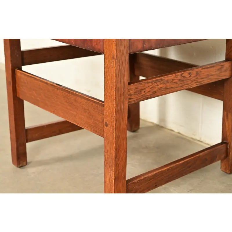 L. & J. G. Stickley Antique Mission Oak Arts & Crafts Ladder Back Side Chairs or Dining Chairs | Pair - Image 12