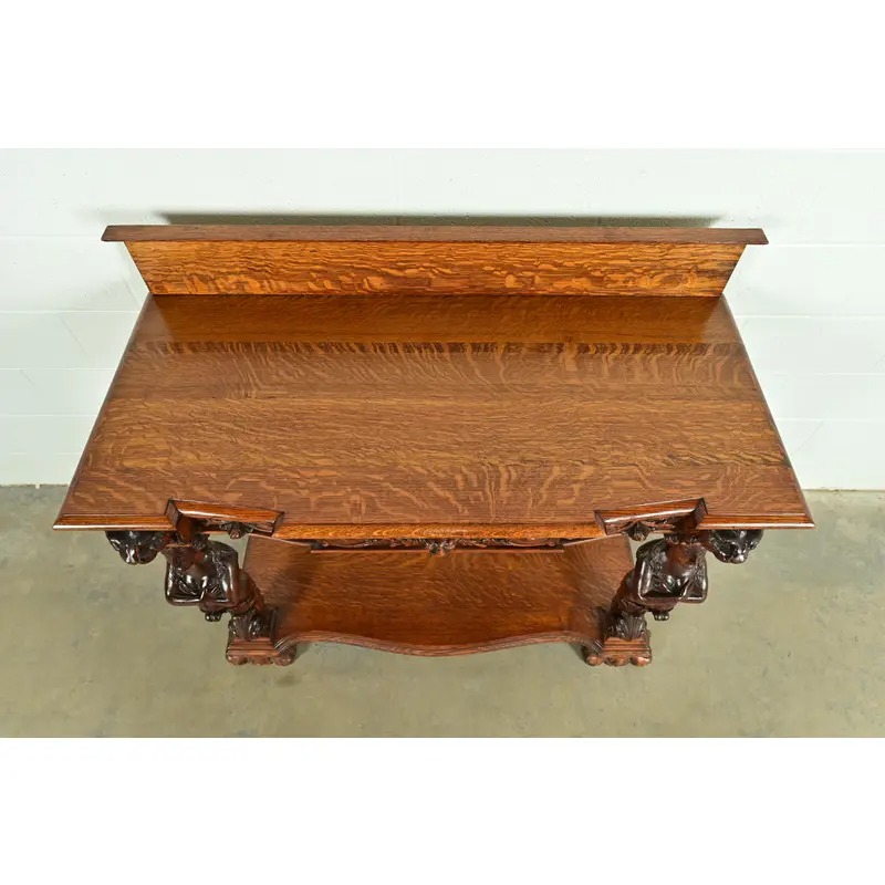 R. J. Horner Style Antique Victorian Carved Oak Sideboard or Buffet Server, Circa 1890s - Image 12