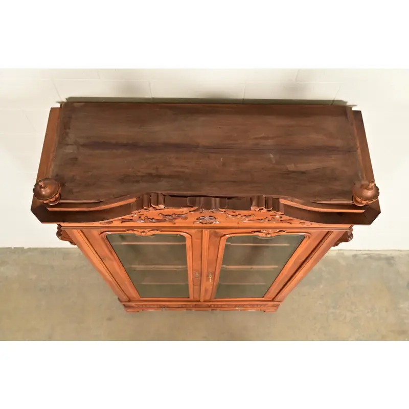 R. J. Horner Style Antique Victorian Carved Walnut Bookcase Cabinet, Circa 1880s - Image 12