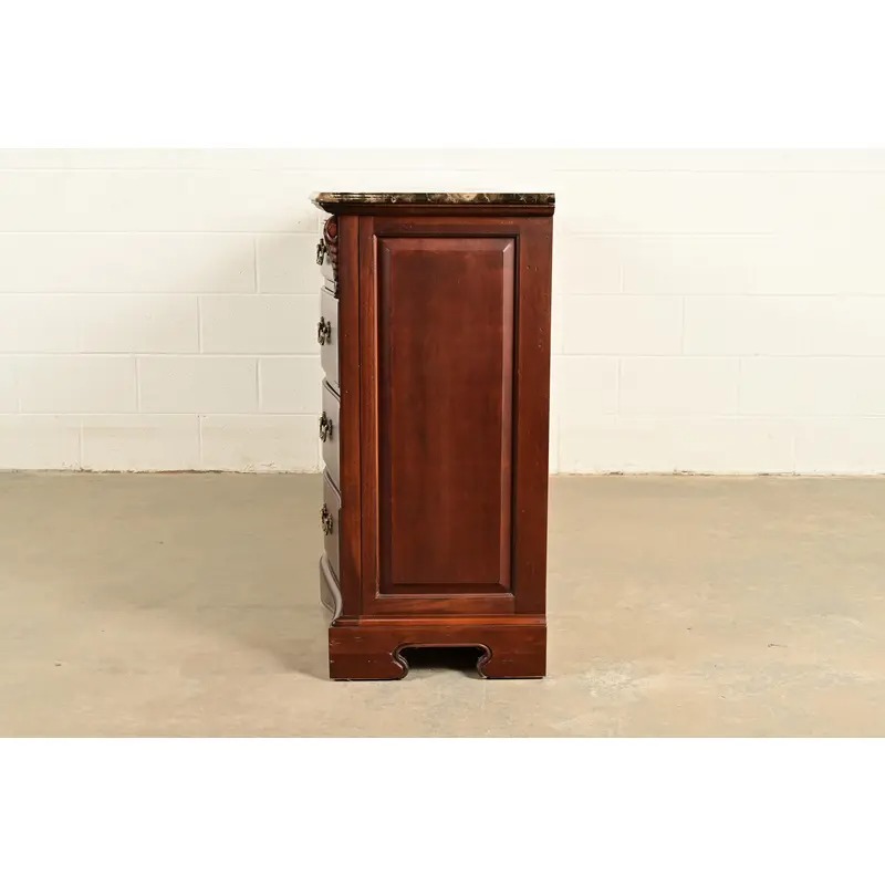 Thomasville French Louis Philippe Carved Mahogany Marble Top Triple Dresser or Credenza - Image 12