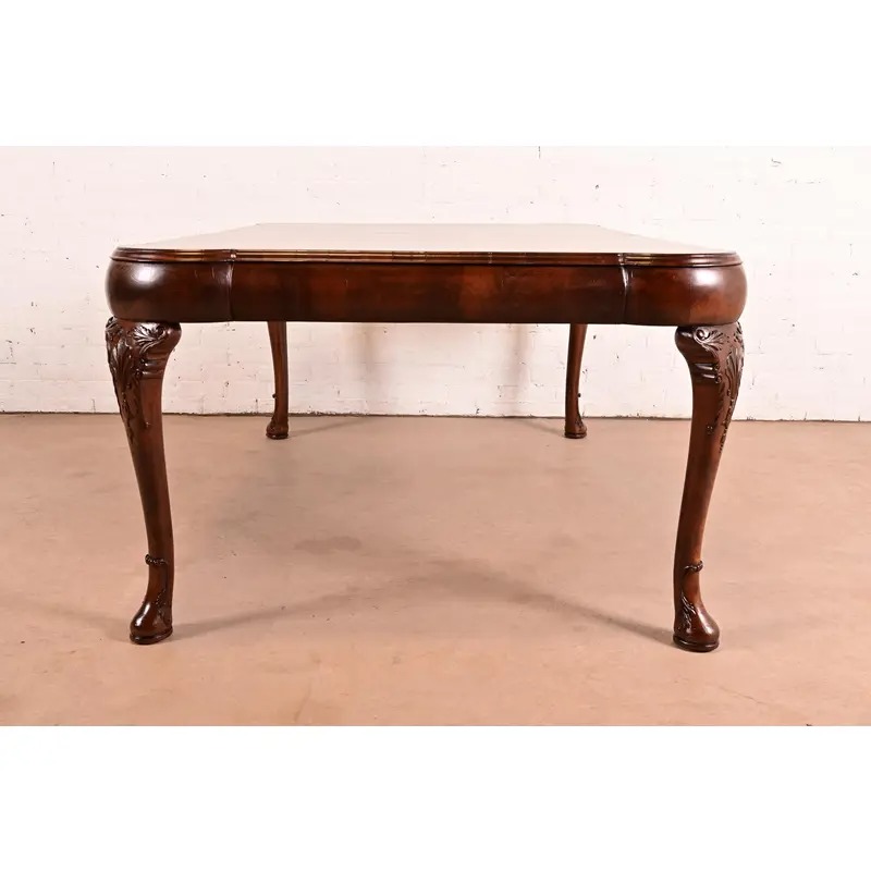 19th Century Antique Queen Anne Burl Wood Extension Dining Table, Newly Refinished - Image 13