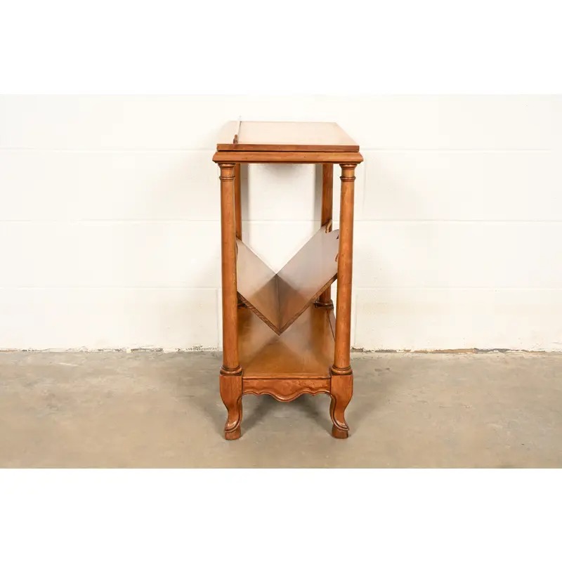 Baker Furniture French Provincial Louis XV Walnut and Burl Wood Book Stand or Magazine Stand | Circa 1960s - Image 13