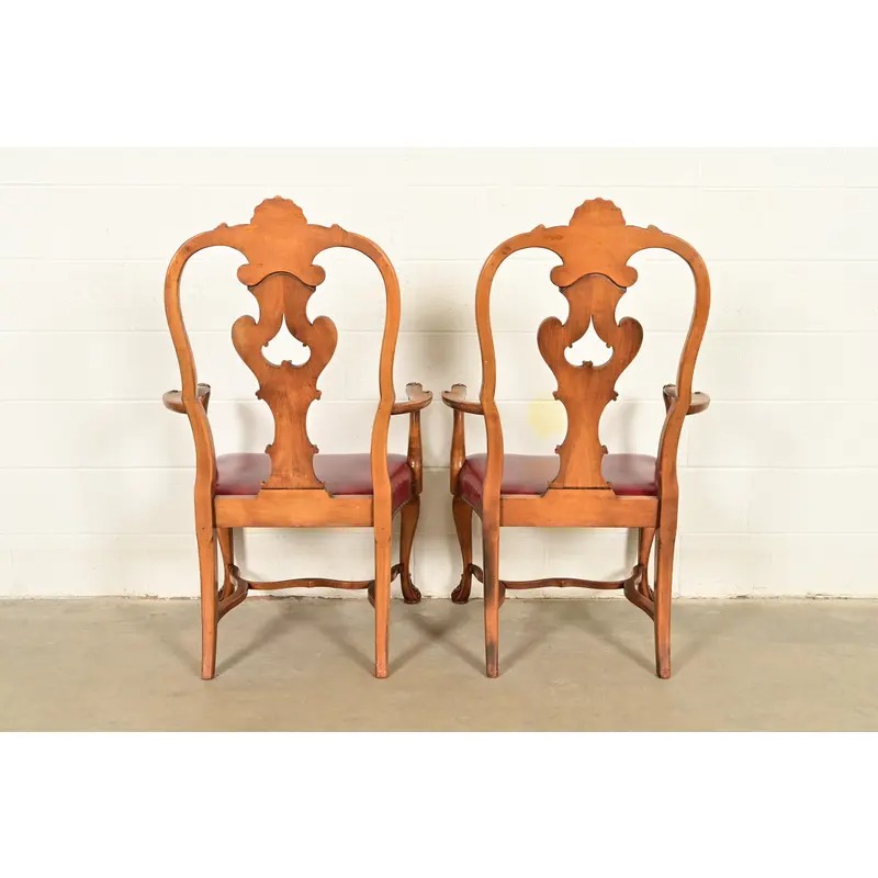 Berkey & Gay Antique Georgian Burled Walnut Armchairs, Pair - Image 13