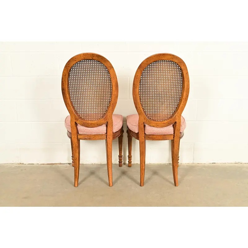 Drexel French Regency Louis XVI Carved Walnut Cane Back Dining Chairs | Set of Four - Image 13