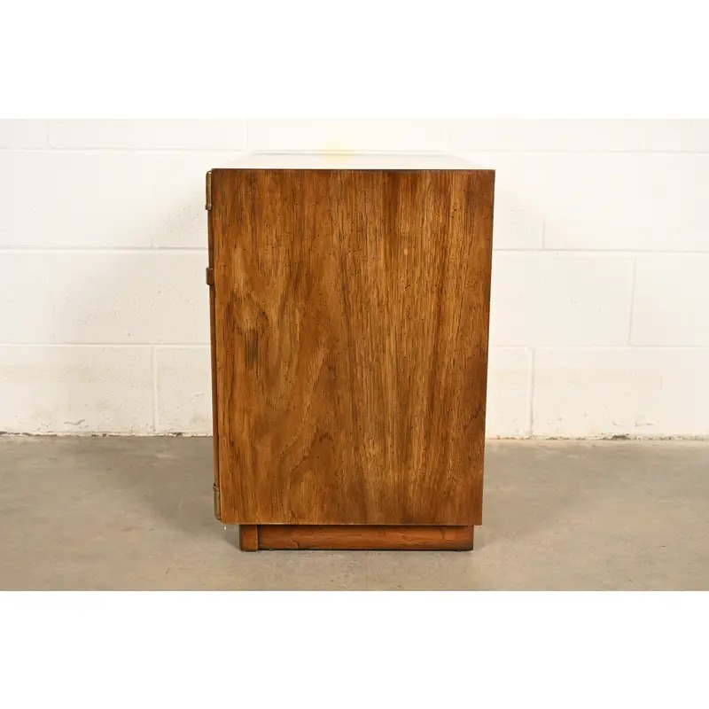 Drexel Heritage Mid-Century Modern Hollywood Regency Campaign Walnut Nightstand, 1970s - Image 13