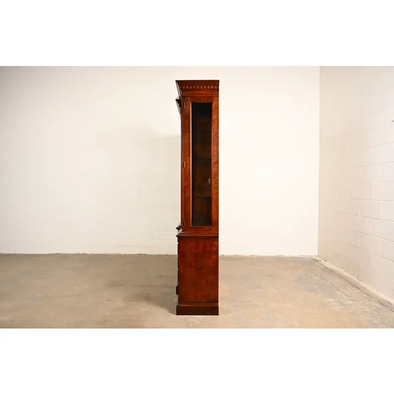 Henredon Georgian Carved Mahogany Breakfront Bookcase Cabinet - Image 13