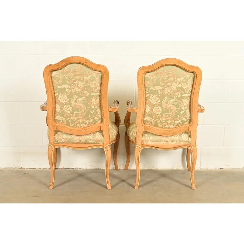John Stuart French Provincial Louis XV Carved Oak and Cane Back Dining Chairs, Set of Six - Image 13