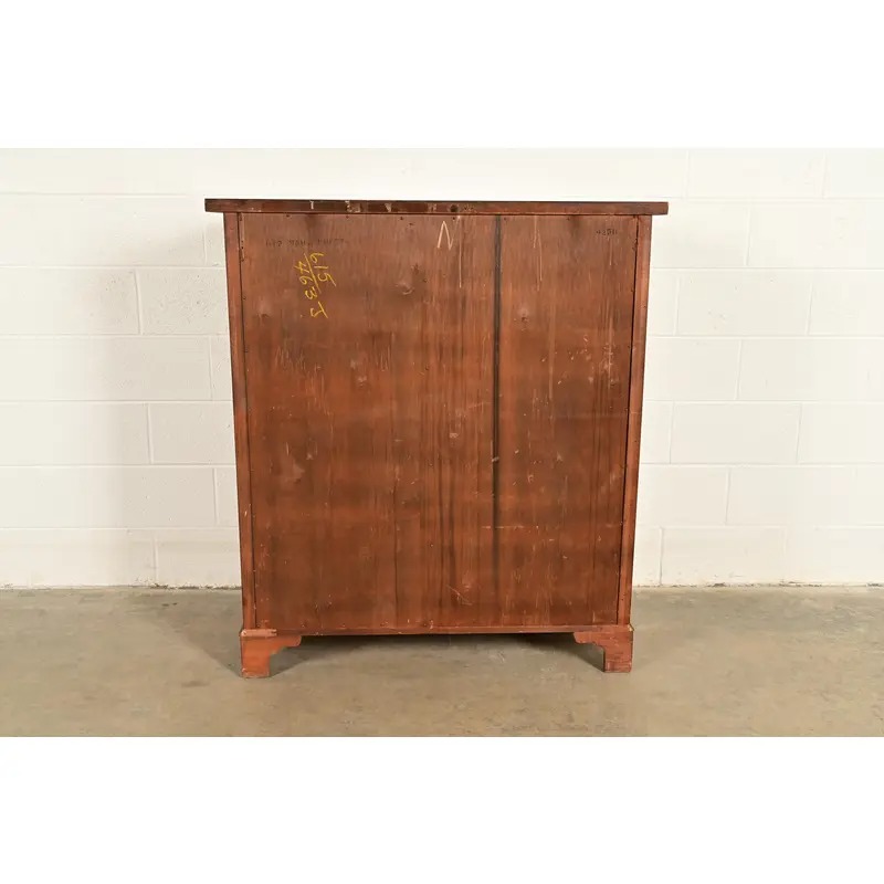 Century Furniture Georgian Carved Flame Mahogany Serpentine Front Five-Drawer Highboy Dresser | Circa 1950s - Image 14