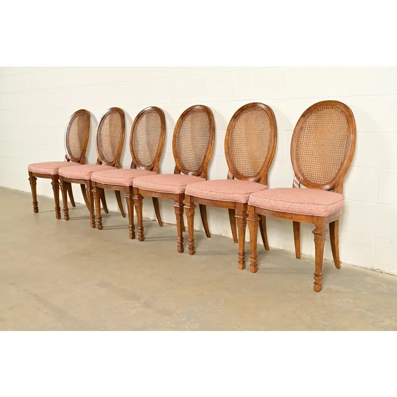 Drexel French Regency Louis XVI Carved Walnut Cane Back Side Chairs or Dining Chairs | Pair - Image 14