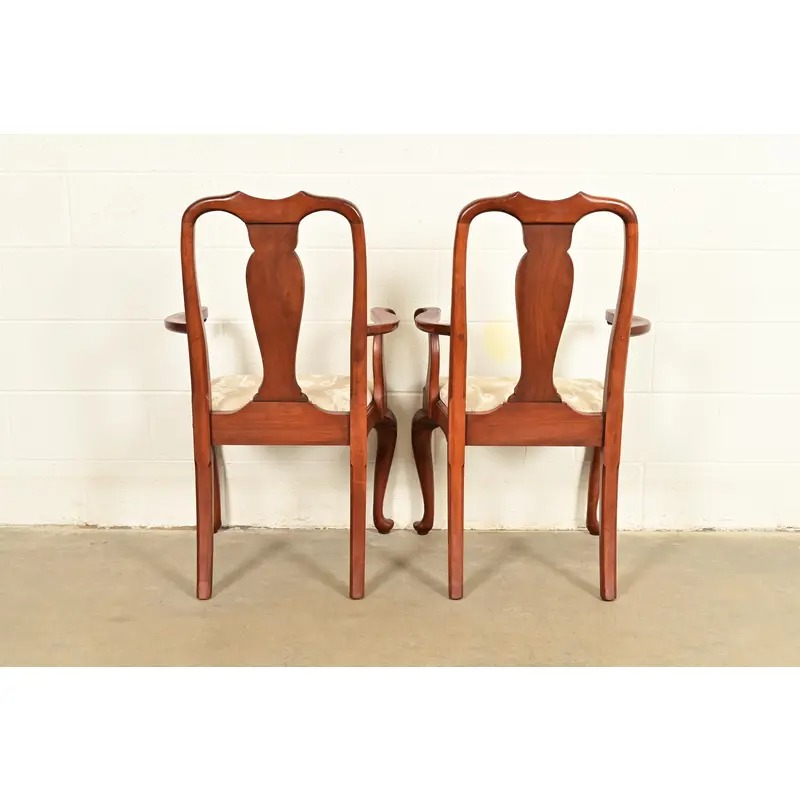 Henkel Harris Queen Anne Solid Cherry Wood Armchairs | Pair - Image 14