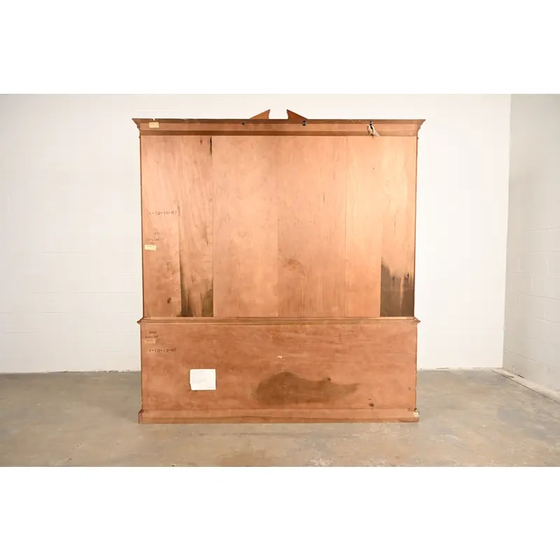 Henredon Georgian Carved Mahogany Breakfront Bookcase Cabinet - Image 14