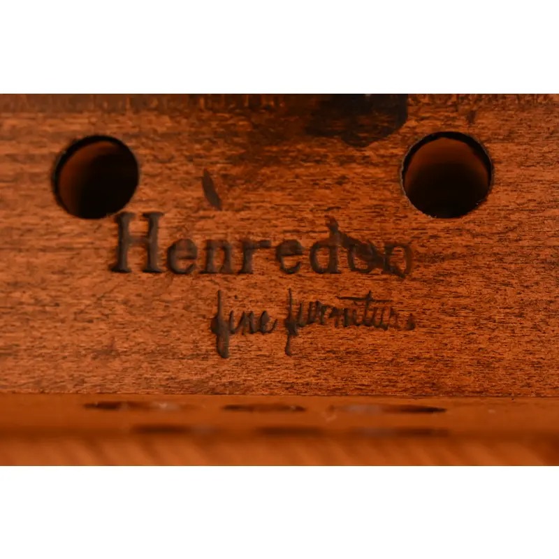 Henredon Mid-Century Modern Hollywood Regency Oak and Burl Wood Extension Dining Table, Newly Refinished - Image 14