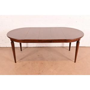 Henredon Style French Regency Louis XVI Walnut Extension Dining Table, Newly Refinished
