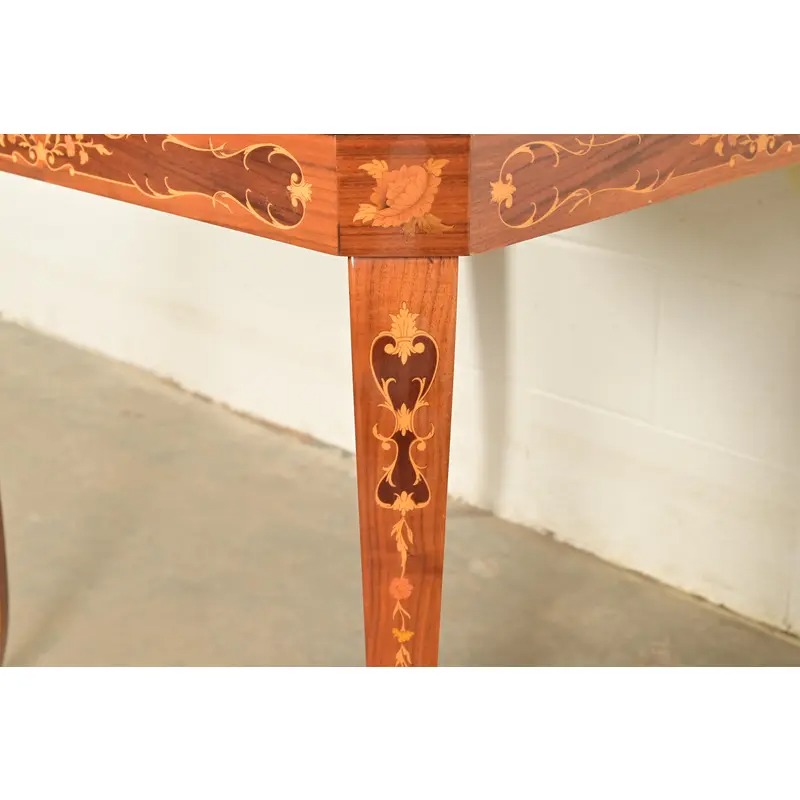 Italian Louis XVI Kingwood Inlaid Marquetry Flip Top Game Table - Image 14