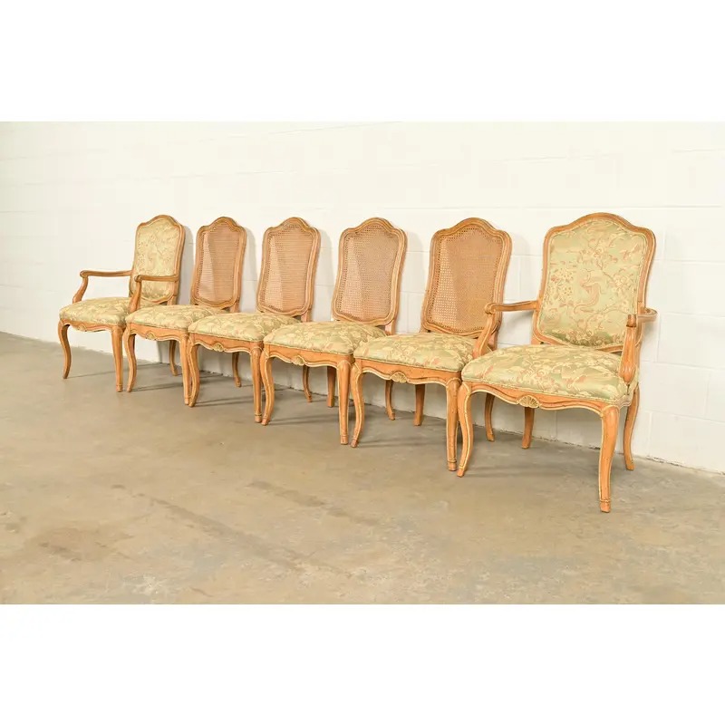 John Stuart French Provincial Louis XV Carved Oak Armchairs | Pair - Image 13