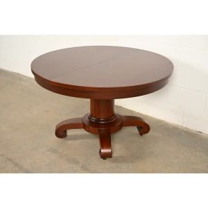 R. J. Horner Style Monumental Antique American Empire Mahogany Split Pedestal Extension Dining Table With Eight Leaves, Newly Refinished