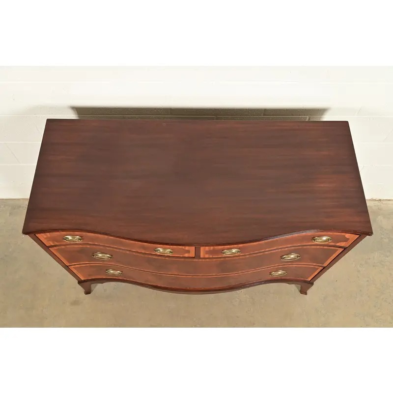 Antique Georgian Banded Flame Mahogany Chest of Drawers by Luce Furniture, Circa 1920s - Image 15