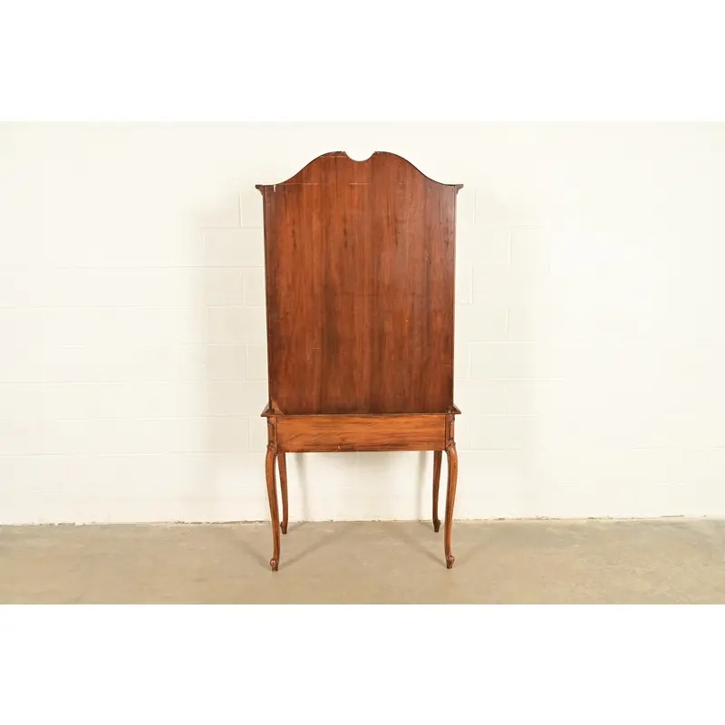 Thomasville French Provincial Carved Walnut Secretary Desk With Bookcase Hutch - Image 15