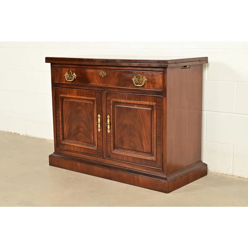 Drexel Heritage Georgian Flame Mahogany Flip Top Buffet Server or Bar Cabinet