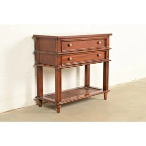 Drexel Heritage French Regency Louis XVI Carved Mahogany and Cane Console Table or Server