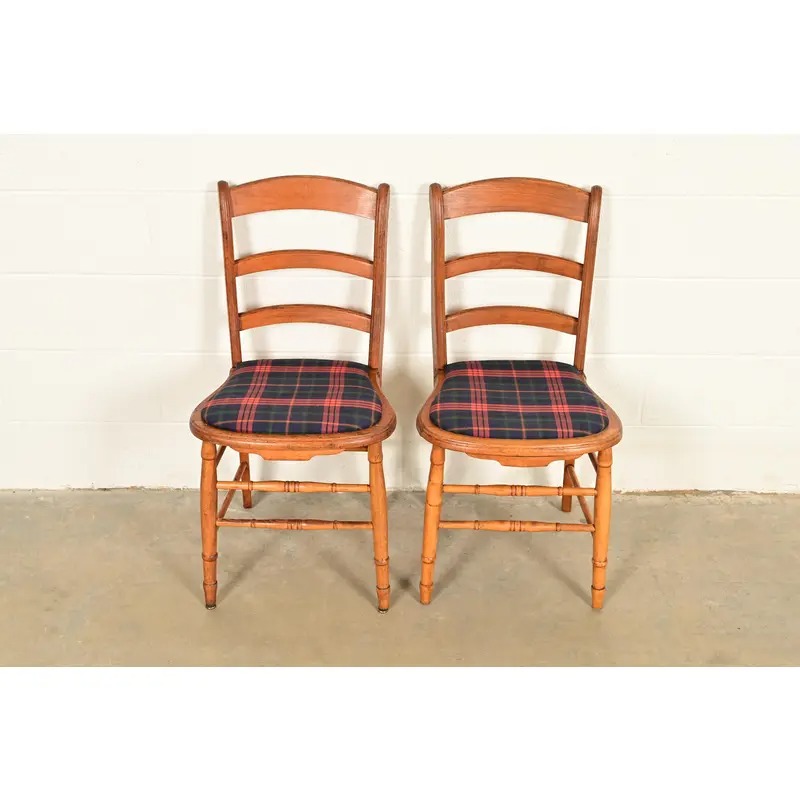Antique English Regency Carved Maple Side Chairs or Dining Chairs, Circa 1890s - Image 2