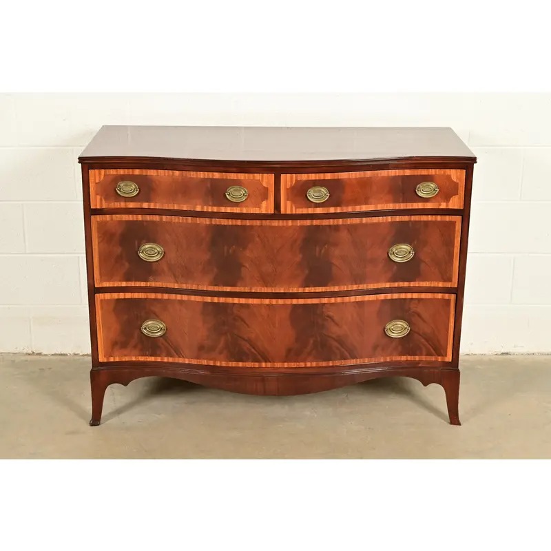 Antique Georgian Banded Flame Mahogany Chest of Drawers by Luce Furniture, Circa 1920s - Image 2