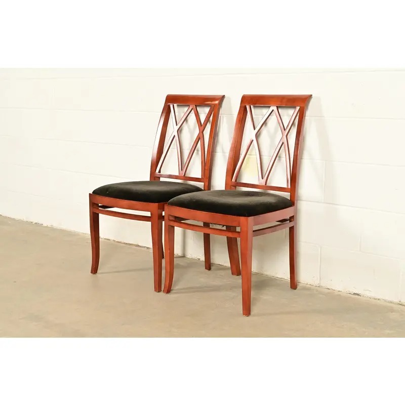 Bernhardt Regency Carved Mahogany Side Chairs or Dining Chairs | Pair - Image 2