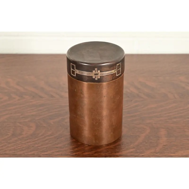 Heintz Arts & Crafts Sterling Silver on Bronze Humidor - Image 2