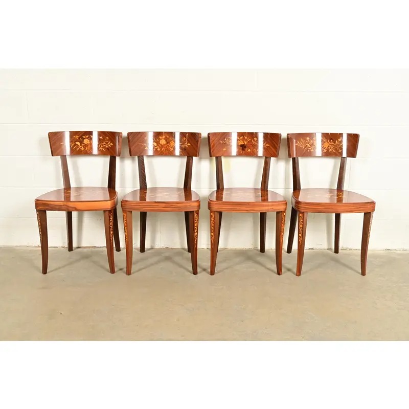 Italian Louis XVI Kingwood Inlaid Marquetry Dining Chairs, Set of Four - Image 2