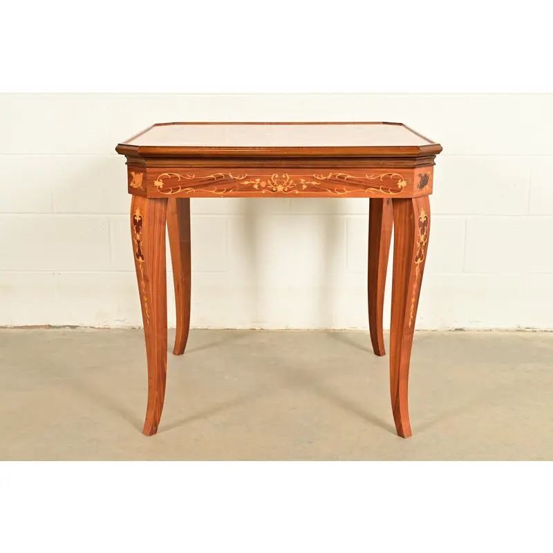 Italian Louis XVI Kingwood Inlaid Marquetry Flip Top Game Table - Image 2